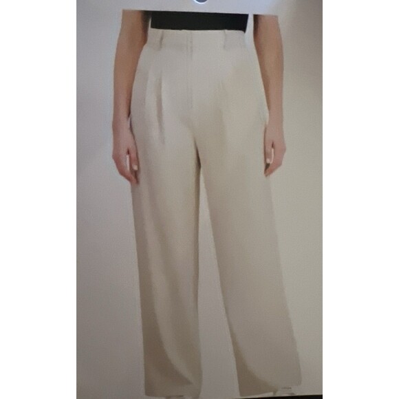 French Connection Women Wide Leg Trouser Color Cream XL Office Casual Preppy NWT - Picture 9 of 16